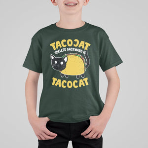 Funny Cat Cinco De Mayo T Shirt For Kid Tacocat Spelled Backward Is Tacocat Tacos Cats Lovers TS02 Dark Forest Green Printyourwear