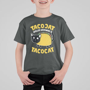 Funny Cat Cinco De Mayo T Shirt For Kid Tacocat Spelled Backward Is Tacocat Tacos Cats Lovers TS02 Dark Heather Printyourwear