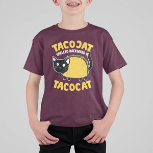 Funny Cat Cinco De Mayo T Shirt For Kid Tacocat Spelled Backward Is Tacocat Tacos Cats Lovers TS02 Maroon Printyourwear