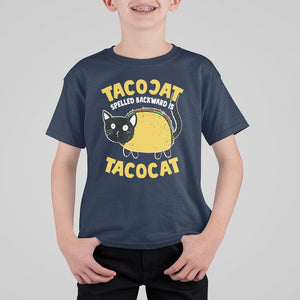 Funny Cat Cinco De Mayo T Shirt For Kid Tacocat Spelled Backward Is Tacocat Tacos Cats Lovers TS02 Navy Printyourwear