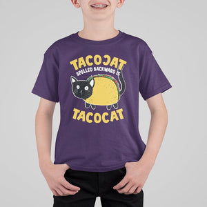 Funny Cat Cinco De Mayo T Shirt For Kid Tacocat Spelled Backward Is Tacocat Tacos Cats Lovers TS02 Purple Printyourwear
