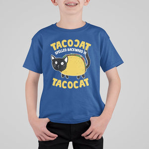 Funny Cat Cinco De Mayo T Shirt For Kid Tacocat Spelled Backward Is Tacocat Tacos Cats Lovers TS02 Royal Blue Printyourwear