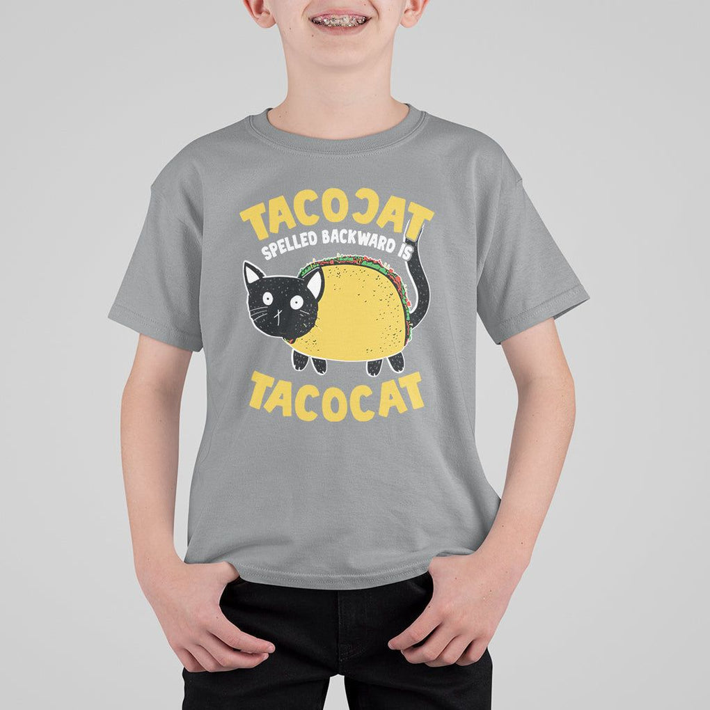 Funny Cat Cinco De Mayo T Shirt For Kid Tacocat Spelled Backward Is Tacocat Tacos Cats Lovers TS02 Sport Gray Printyourwear