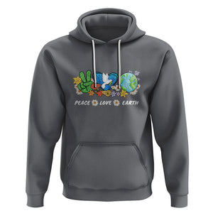 Peace Love Earth Hoodie Floral Green Planet Dove TS02 Charcoal Printyourwear