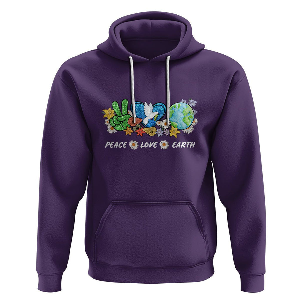 Peace Love Earth Hoodie Floral Green Planet Dove TS02 Purple Printyourwear