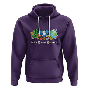 Peace Love Earth Hoodie Floral Green Planet Dove TS02 Purple Printyourwear