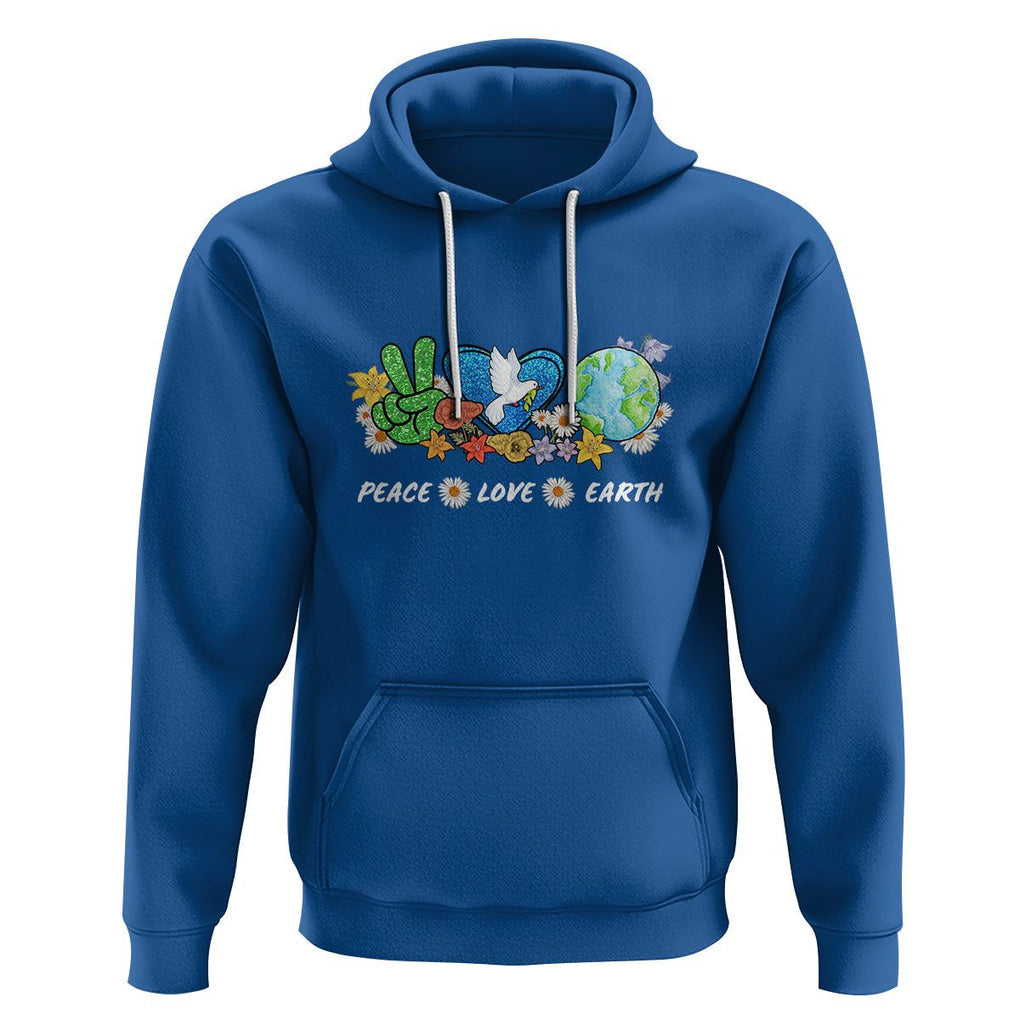 Peace Love Earth Hoodie Floral Green Planet Dove TS02 Royal Blue Printyourwear