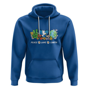 Peace Love Earth Hoodie Floral Green Planet Dove TS02 Royal Blue Printyourwear