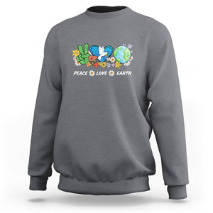Peace Love Earth Sweatshirt Floral Green Planet Dove TS02 Charcoal Printyourwear