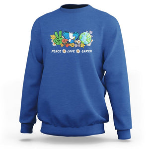 Peace Love Earth Sweatshirt Floral Green Planet Dove TS02 Royal Blue Printyourwear