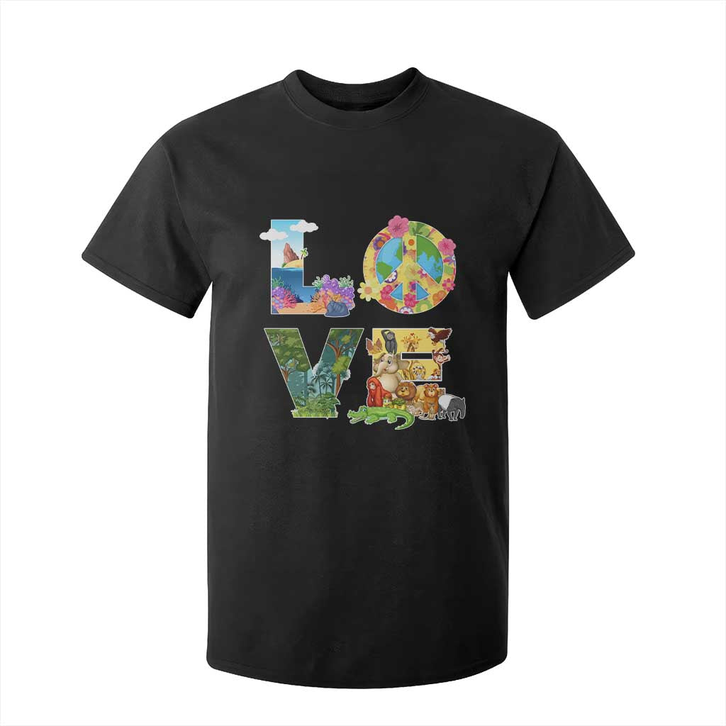 Love Earth Day T Shirt For Kid Alphabet Save The Planet Everyday Environment TS02 Black Printyourwear