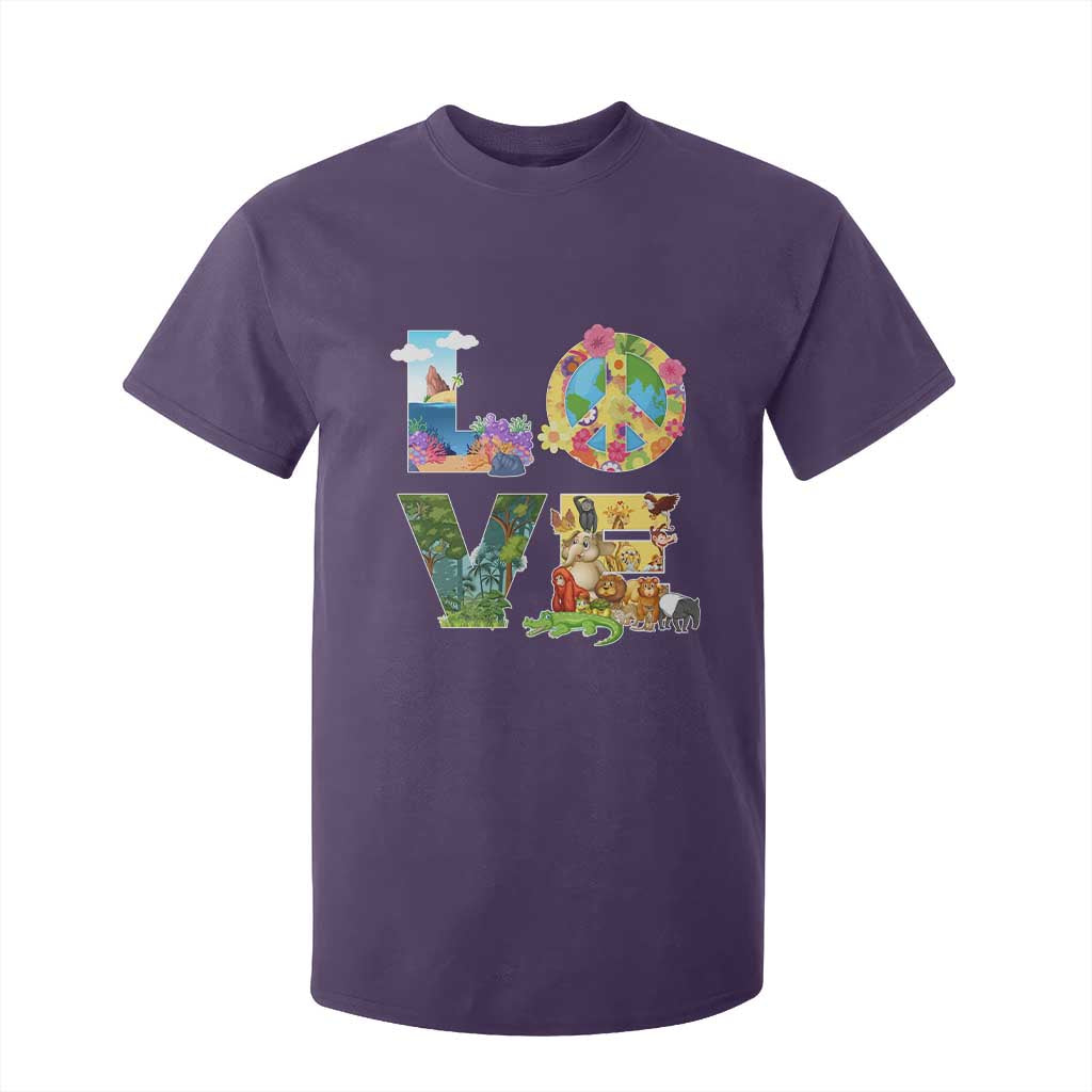 Love Earth Day T Shirt For Kid Alphabet Save The Planet Everyday Environment TS02 Purple Printyourwear
