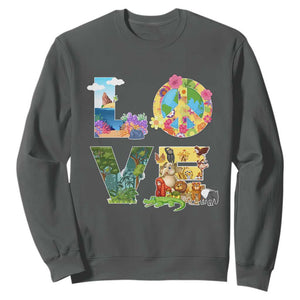 Love Earth Day Sweatshirt Alphabet Save The Planet Everyday Environment TS02 Dark Heather Printyourwear
