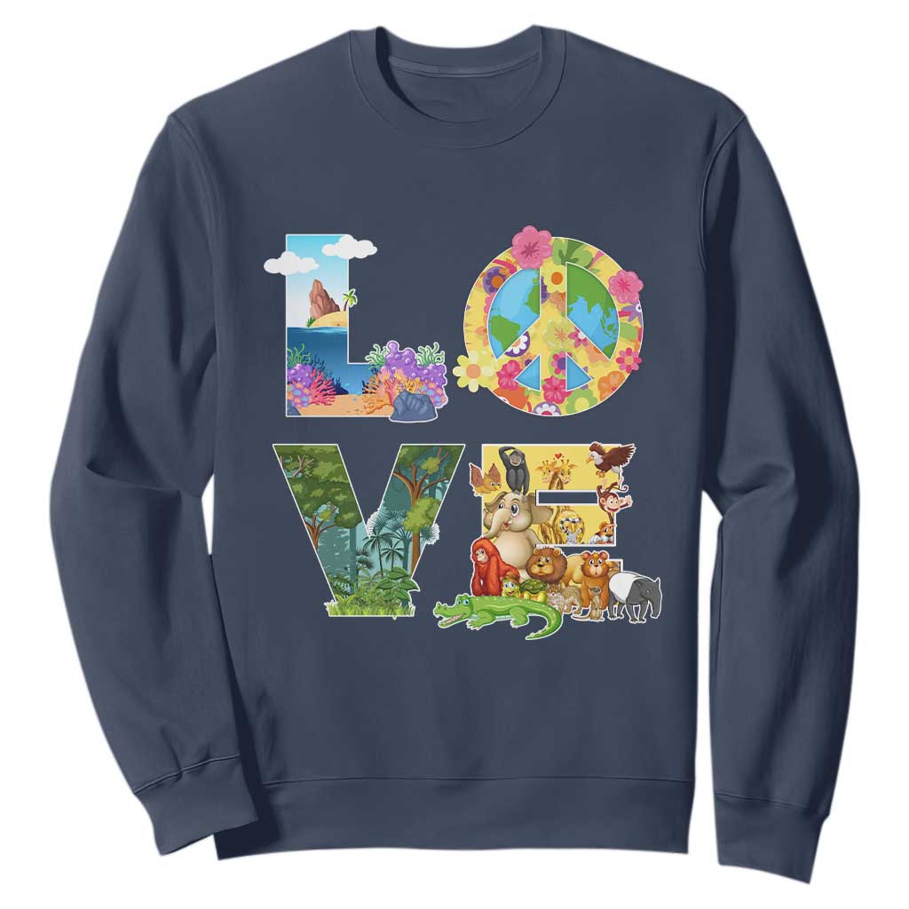 Love Earth Day Sweatshirt Alphabet Save The Planet Everyday Environment TS02 Navy Printyourwear