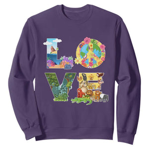 Love Earth Day Sweatshirt Alphabet Save The Planet Everyday Environment TS02 Purple Printyourwear