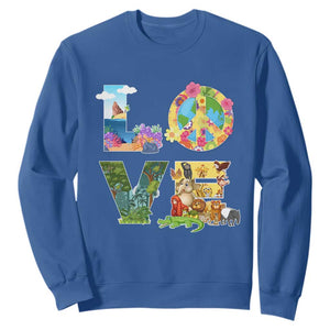 Love Earth Day Sweatshirt Alphabet Save The Planet Everyday Environment TS02 Royal Blue Printyourwear