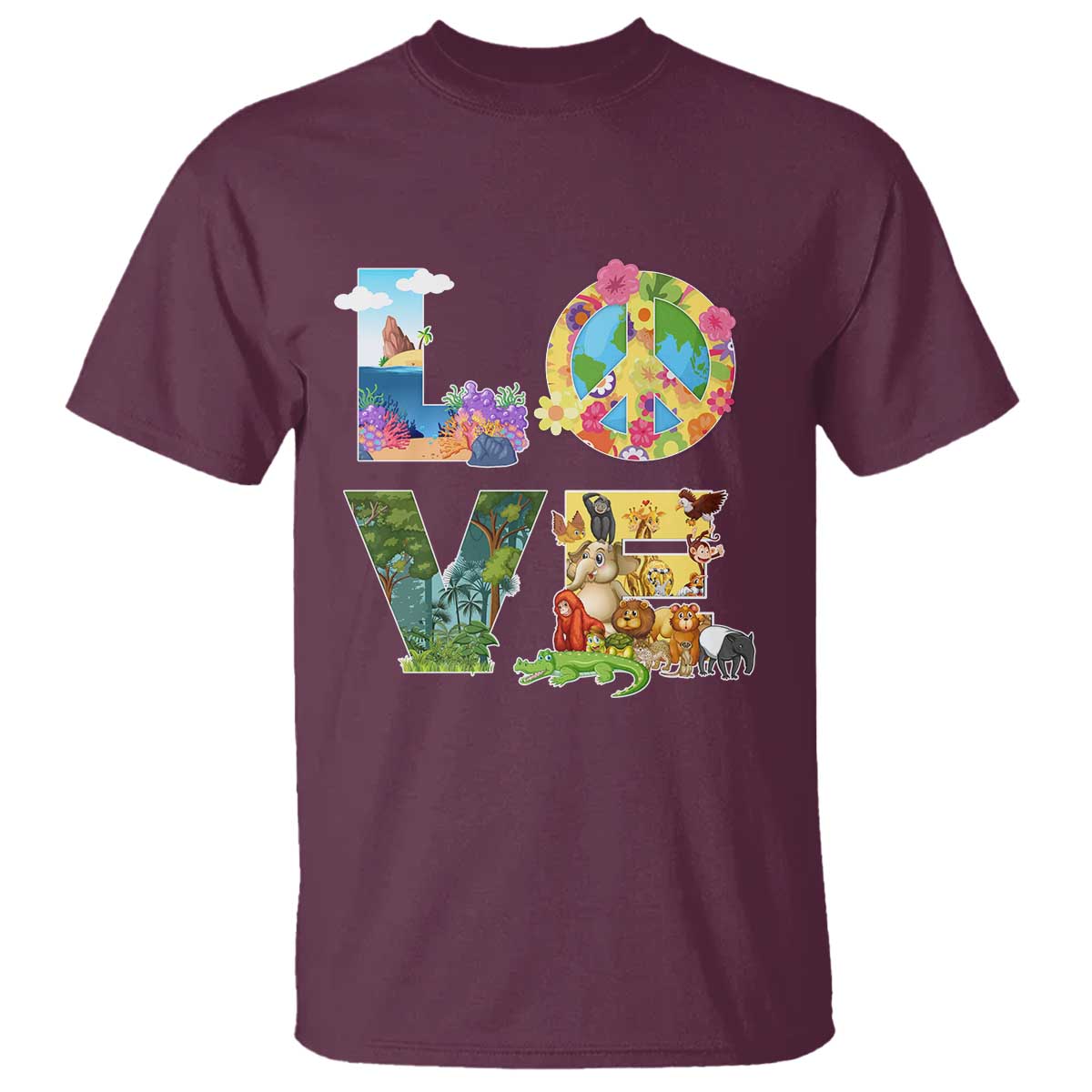 Love Earth Day T Shirt Alphabet Save The Planet Everyday Environment TS02 Maroon Printyourwear