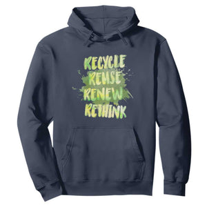 Earth Day Hoodie Recycle Reuse Renew Rethink The Four Rs Go Green TS02 Navy Printyourwear