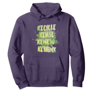 Earth Day Hoodie Recycle Reuse Renew Rethink The Four Rs Go Green TS02 Purple Printyourwear