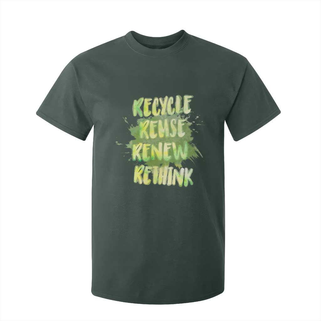 Earth Day T Shirt For Kid Recycle Reuse Renew Rethink The Four Rs Go Green TS02 Dark Forest Green Printyourwear