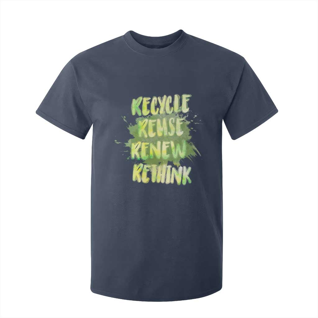 Earth Day T Shirt For Kid Recycle Reuse Renew Rethink The Four Rs Go Green TS02 Navy Printyourwear