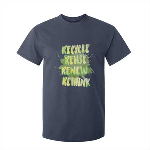 Earth Day T Shirt For Kid Recycle Reuse Renew Rethink The Four Rs Go Green TS02 Navy Printyourwear