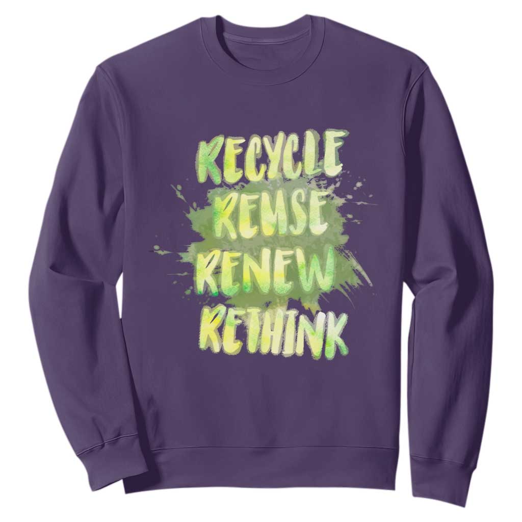 Earth Day Sweatshirt Recycle Reuse Renew Rethink The Four Rs Go Green TS02 Purple Printyourwear
