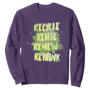 Earth Day Sweatshirt Recycle Reuse Renew Rethink The Four Rs Go Green TS02 Purple Printyourwear