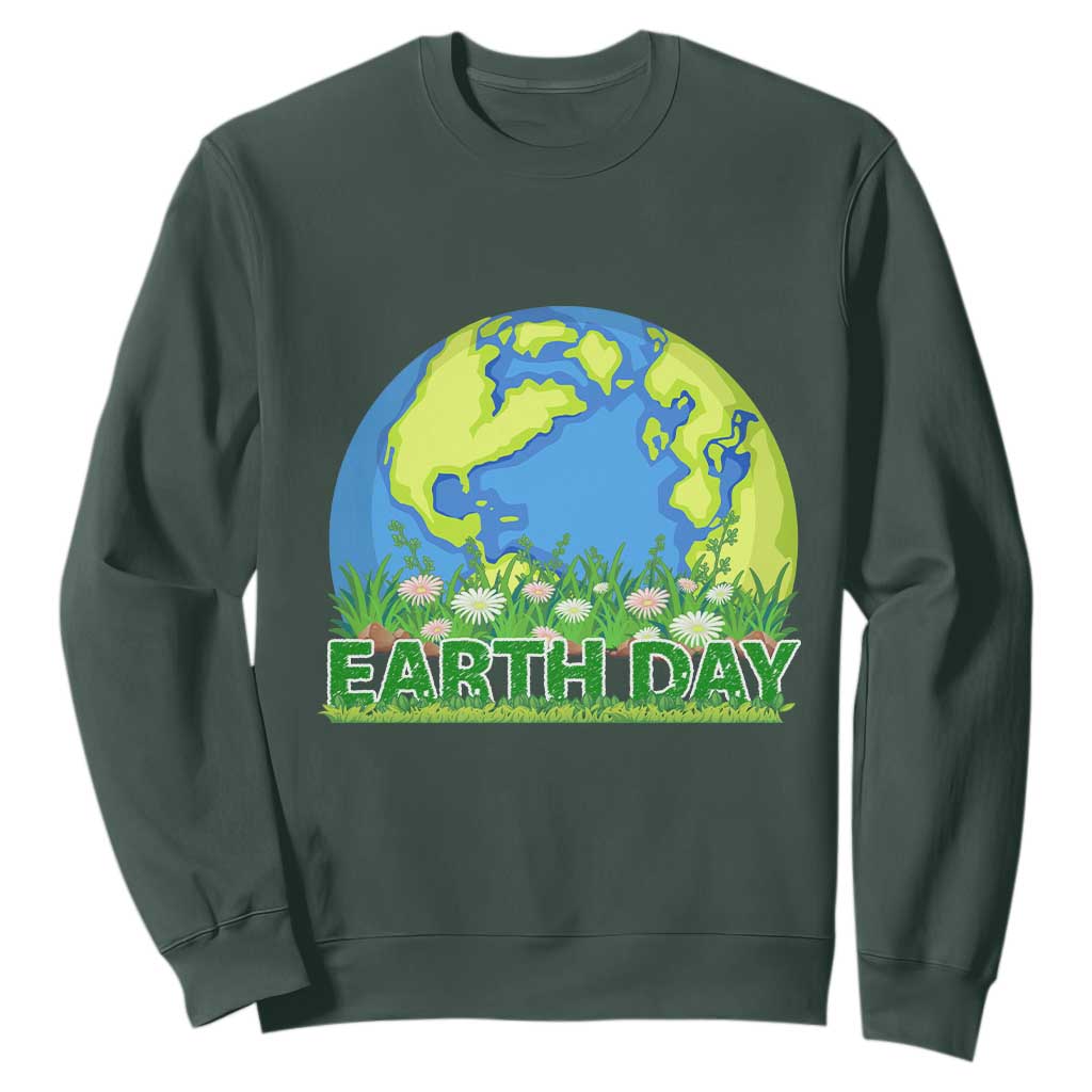 Earth Day Birthday Sweatshirt Save The Planet Everyday TS02 Dark Forest Green Printyourwear