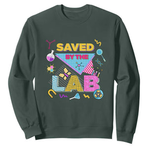 Lab Week Sweatshirt Saved By The Lab Retro Medical Laboratory Tech TS02 Dark Forest Green Printyourwear