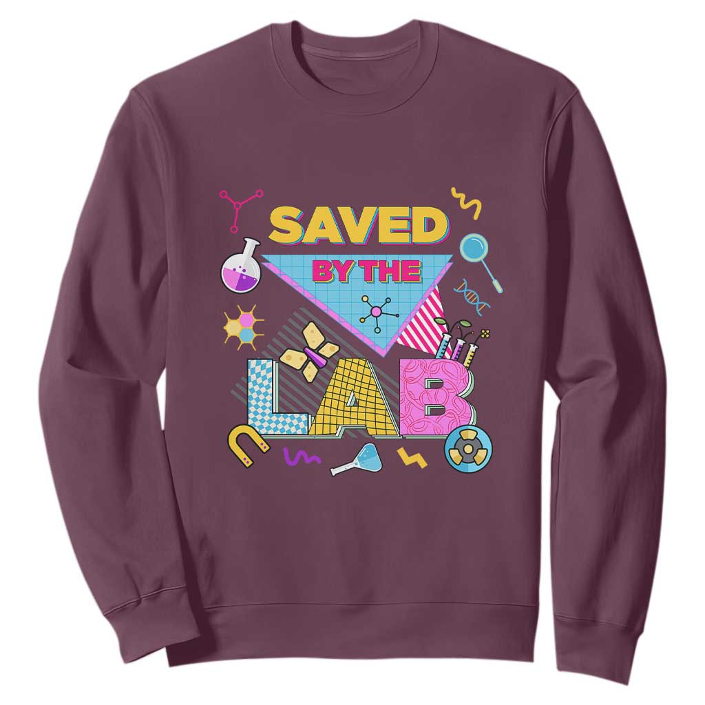 Lab Week Sweatshirt Saved By The Lab Retro Medical Laboratory Tech TS02 Maroon Printyourwear