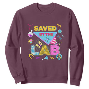 Lab Week Sweatshirt Saved By The Lab Retro Medical Laboratory Tech TS02 Maroon Printyourwear