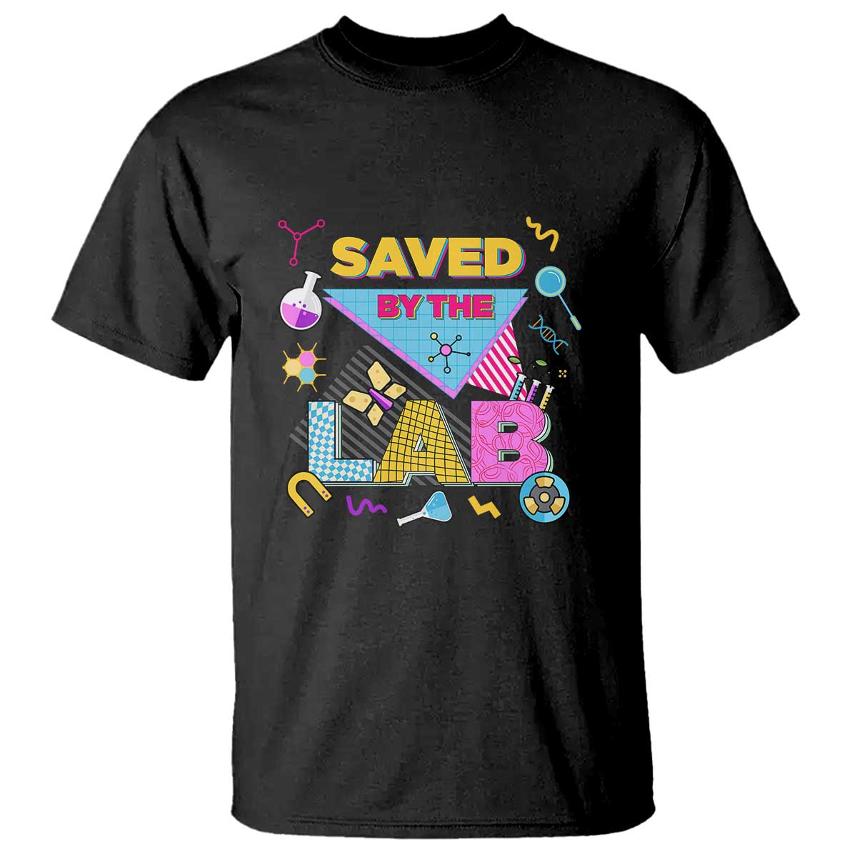 Lab Week T Shirt Saved By The Lab Retro Medical Laboratory Tech TS02 Black Printyourwear