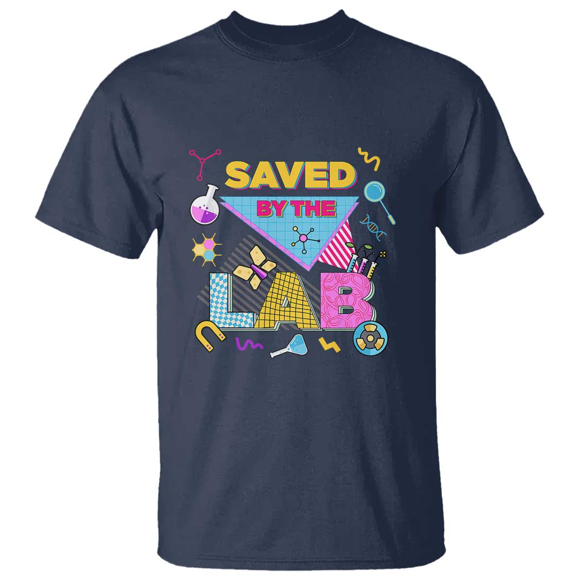 Lab Week T Shirt Saved By The Lab Retro Medical Laboratory Tech TS02 Navy Printyourwear