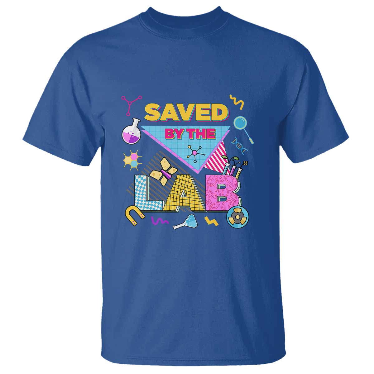 Lab Week T Shirt Saved By The Lab Retro Medical Laboratory Tech TS02 Royal Blue Printyourwear