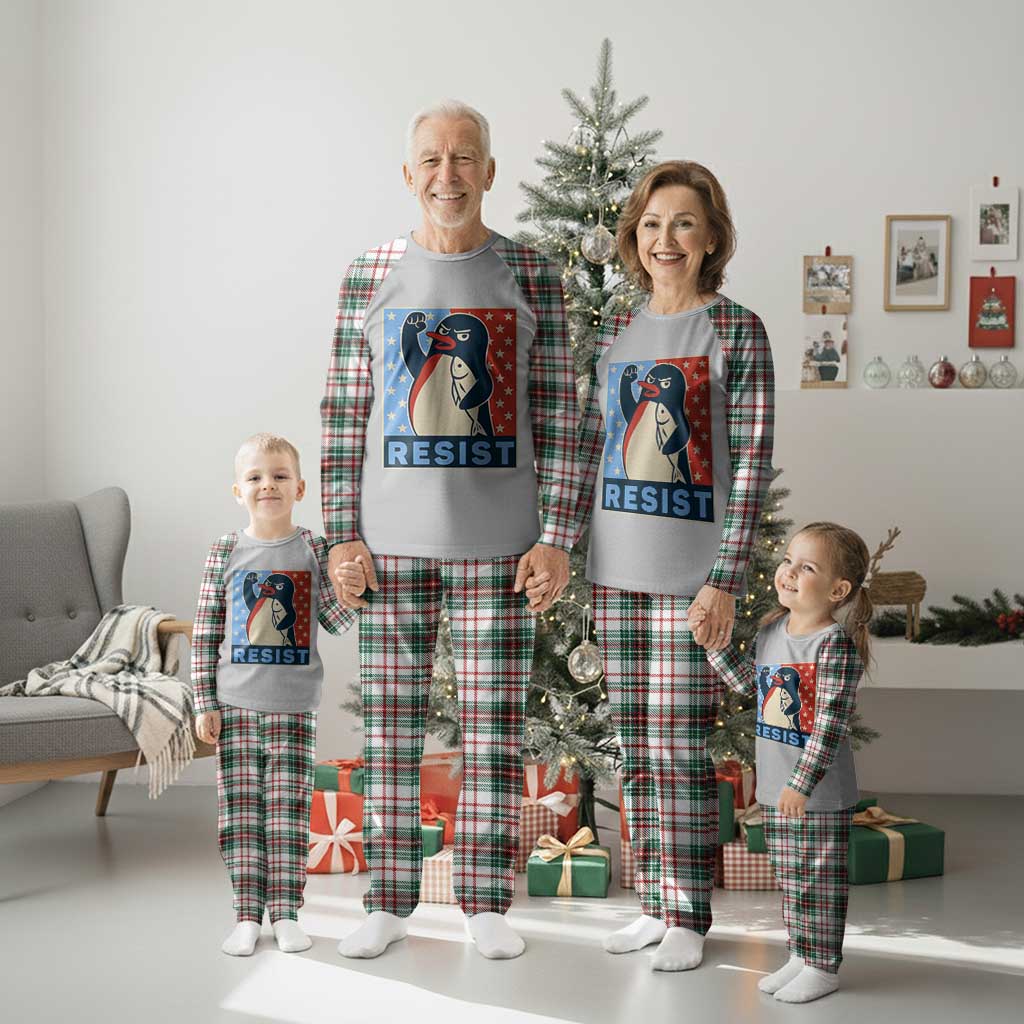 Funny Penguin Resist Graphic Plaid Pajama Set Resist Protest Against Tariffs TS02 Christmas Plaid Print Your Wear