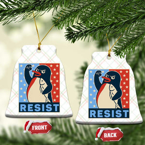 Funny Penguin Resist Graphic Ceramic Ornament Resist Protest Against Tariffs TS02 Print Your Wear