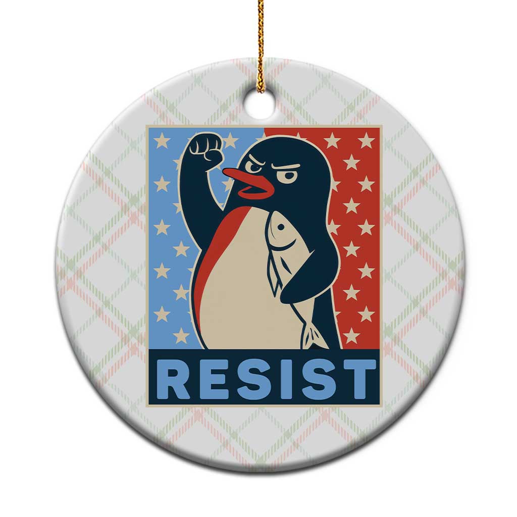 Funny Penguin Resist Graphic Ceramic Ornament Resist Protest Against Tariffs TS02 1pc Christmas Plaid Print Your Wear