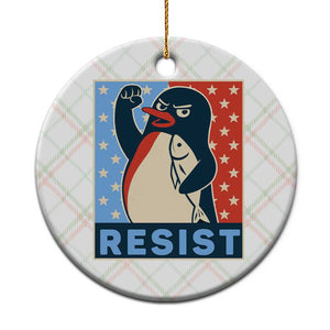 Funny Penguin Resist Graphic Ceramic Ornament Resist Protest Against Tariffs TS02 1pc Christmas Plaid Print Your Wear