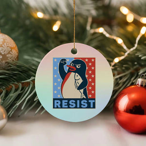 Funny Penguin Resist Graphic Ceramic Ornament Resist Protest Against Tariffs TS02 1pc Pastel Print Your Wear
