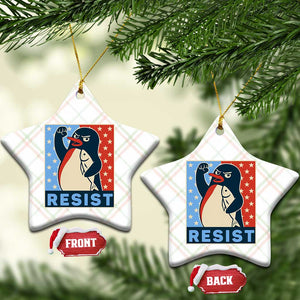 Funny Penguin Resist Graphic Ceramic Ornament Resist Protest Against Tariffs TS02 Print Your Wear