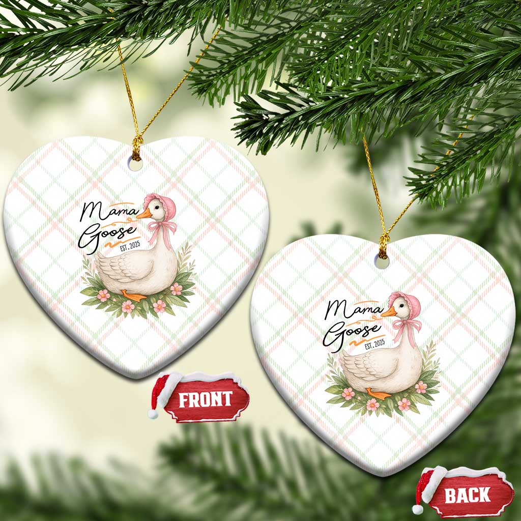 Mama Goose Est 2025 Ceramic Ornament Retro New Mom Mothers Day TS02 Print Your Wear