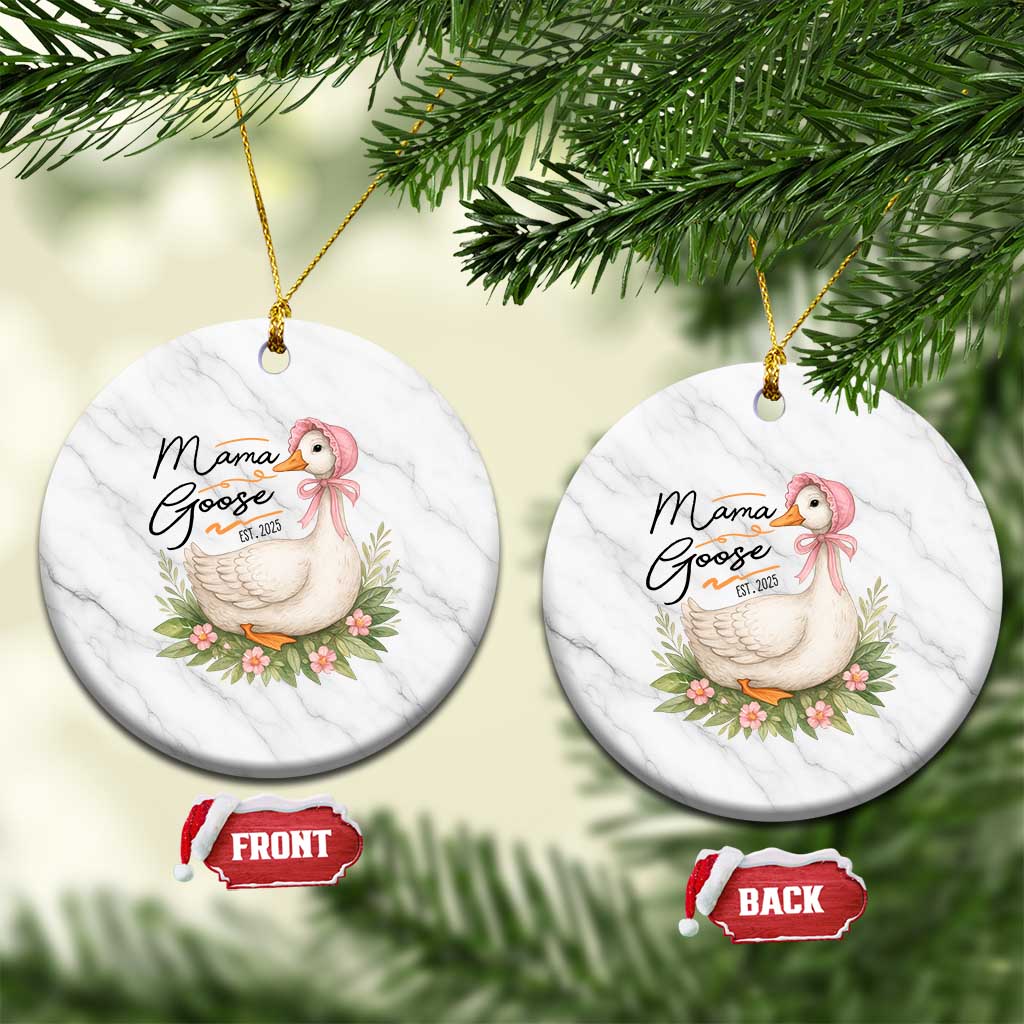 Mama Goose Est 2025 Ceramic Ornament Retro New Mom Mothers Day TS02 1pc White Marble Print Your Wear