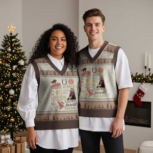 Talk Derby To Me V-Neck Knit Sweater Vest Horse Riders Ky Racing Day TS02 Mocha Mousse Print Your Wear