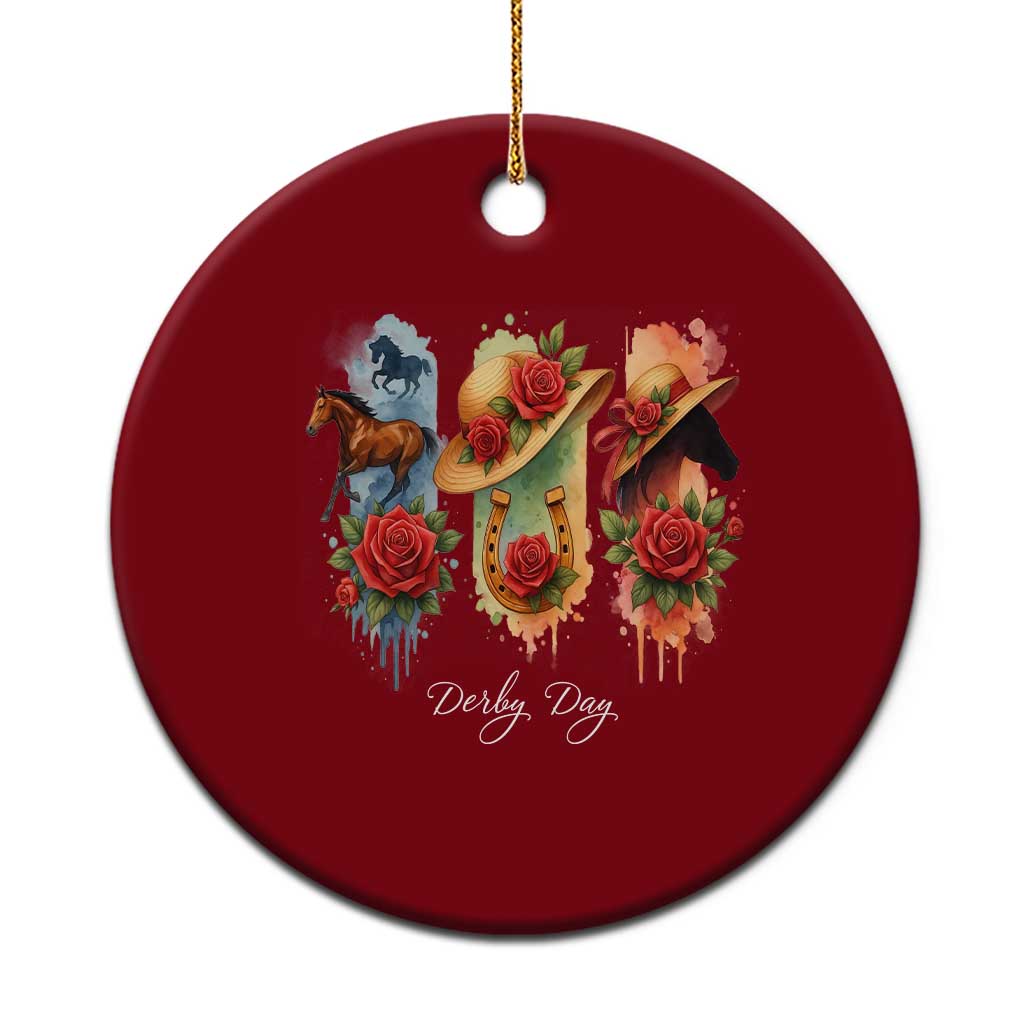 Ky Derby Day Ceramic Ornament Horse Racing Nice Hat Mint Julep and Roses TS02 1pc Red Print Your Wear