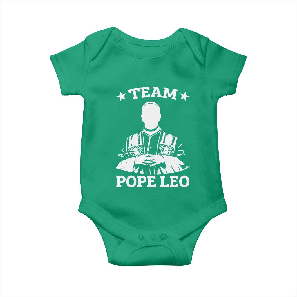 Team Pope Leo XIV Baby Onesie Vintage Catholic Faith Historical Religious Support TS02 Irish Green Print Your Wear
