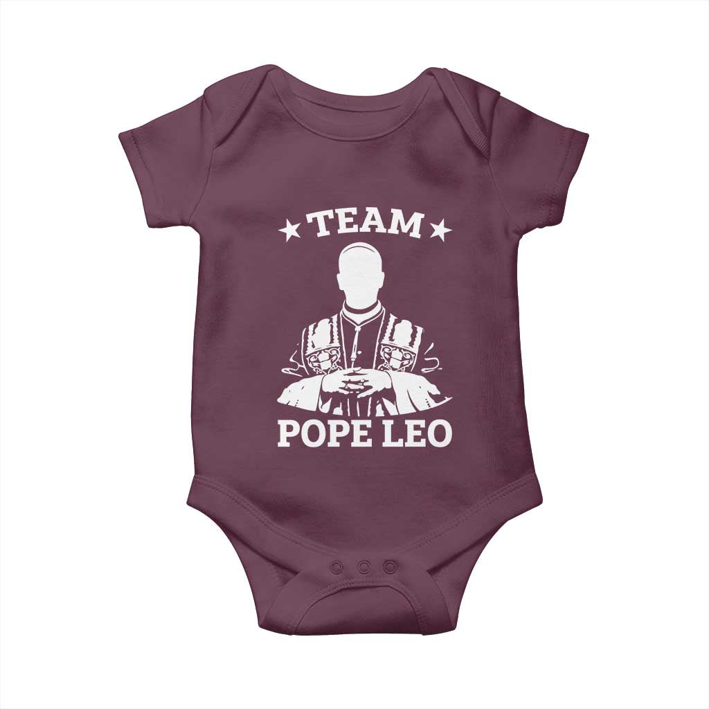 Team Pope Leo XIV Baby Onesie Vintage Catholic Faith Historical Religious Support TS02 Maroon Print Your Wear