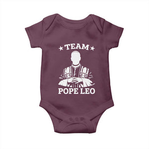 Team Pope Leo XIV Baby Onesie Vintage Catholic Faith Historical Religious Support TS02 Maroon Print Your Wear
