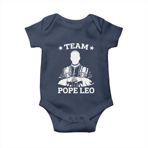 Team Pope Leo XIV Baby Onesie Vintage Catholic Faith Historical Religious Support TS02 Navy Print Your Wear