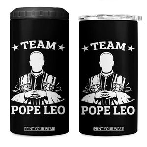 Team Pope Leo XIV 4 in 1 Can Cooler Tumbler Vintage Catholic Faith Historical Religious Support TS02 One Size: 16 oz Black Print Your Wear